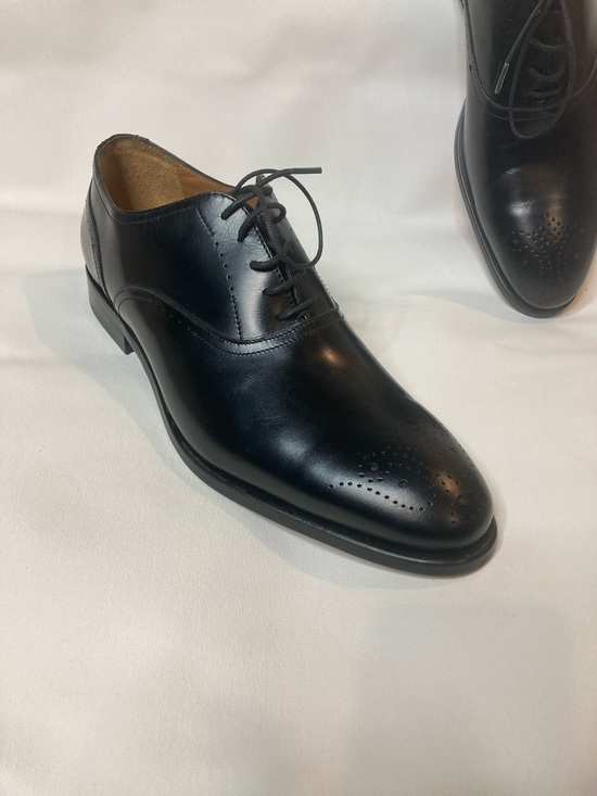 Antonio Maurizi Black Leather Lace-Up Derby with Perforated Toe